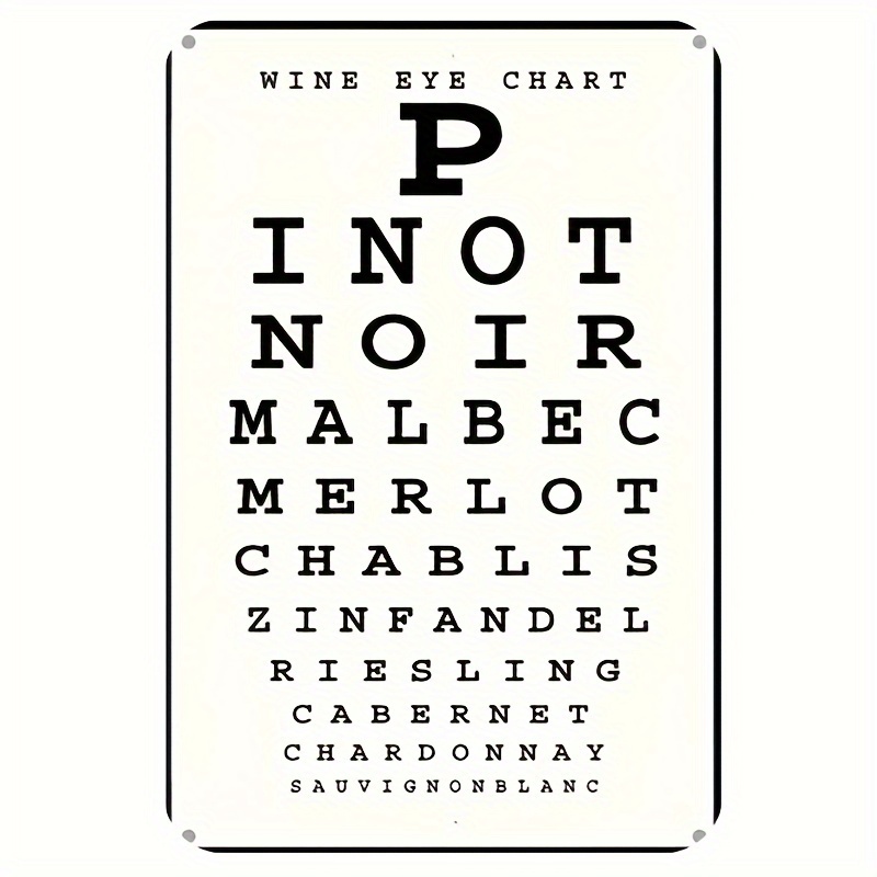 Vintage Collectible Plates - Vintage Wine Eye Chart Metal Sign
